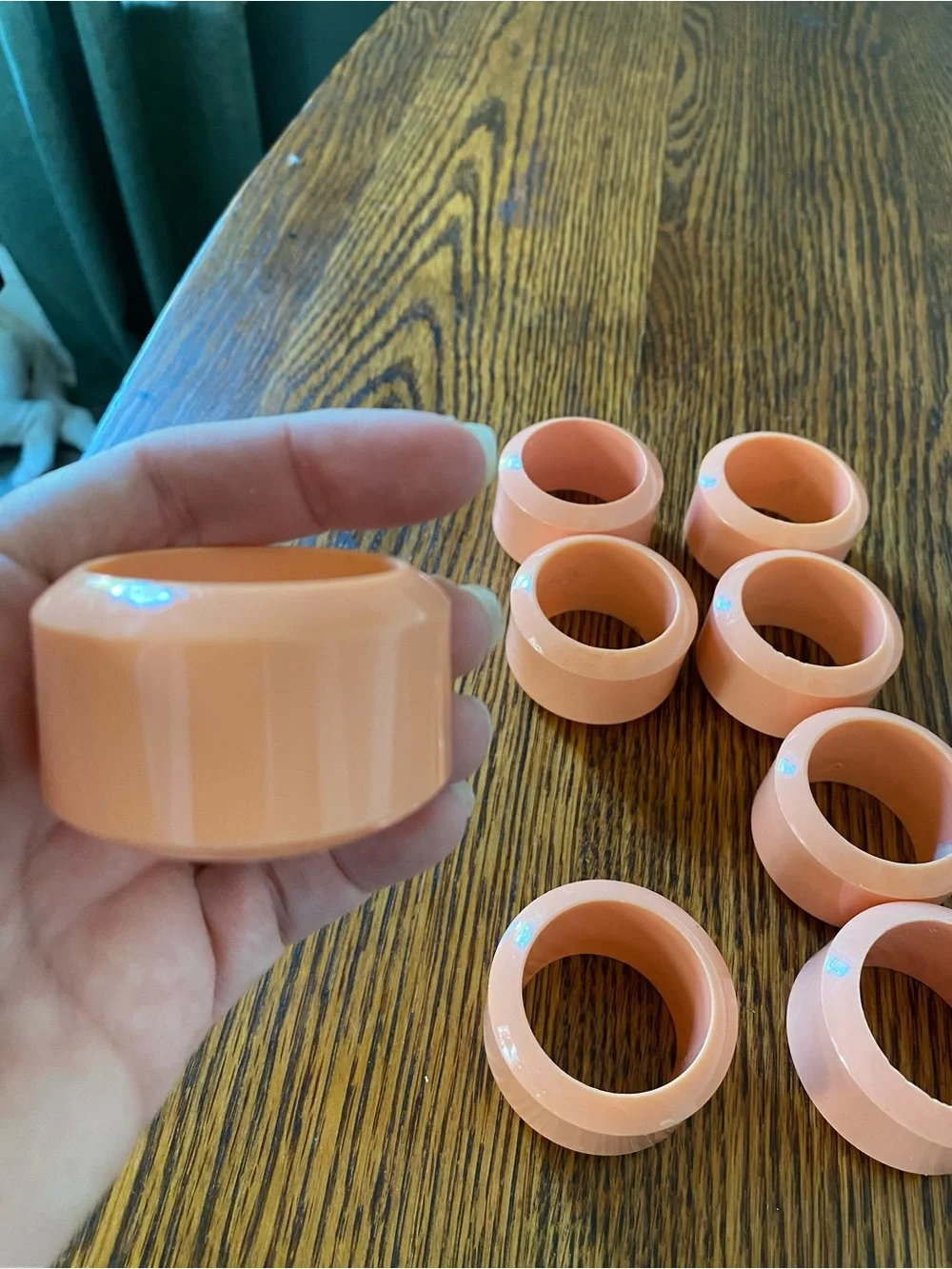 Vintage Post Modern 1980s Audrey Peach Napkin Rings, Set of Eight